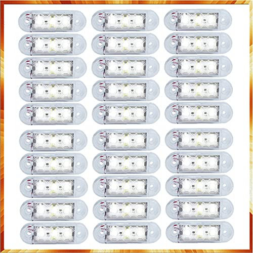 Easy Link 30X LED Weiß Begrenzungsleuchte Positionsleuchte Seitenmarkierungs Licht Universal für LKW Anhänger VAN Auto (Weiß, 30)