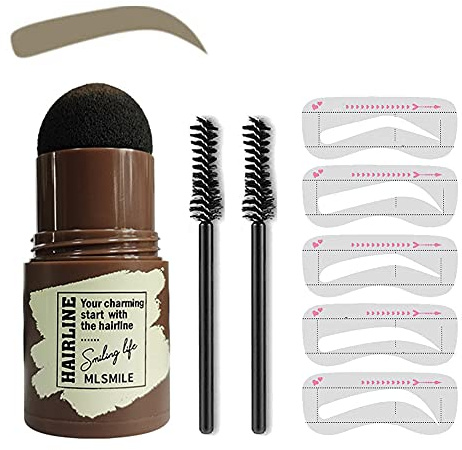 GL-Turelifes Kit de plantillas y sellos para cejas, maquillaje perfecto para sellos en polvo para cejas con 10 plantillas reutilizables para cejas y 2 pinceles para cejas (Marrón claro)