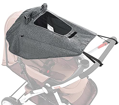 Parasole per passeggino con finestra di visualizzazione e ali doppie, tenda parasole per carrozzina, culla con protezione UV 50 + universale (grigio scuro)
