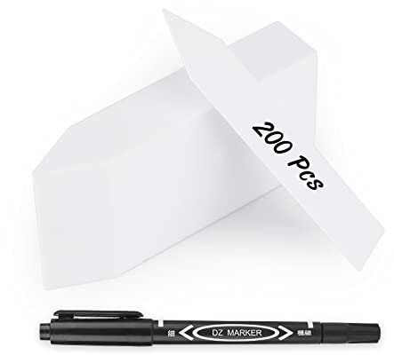 KINGLAKE 200Pcs Plastic Plant Labels with a Marker Pen, 4 Plant Markers Labels White Garden Tags for Outdoor Potted Plants Vegetable Herb Seed Seedling