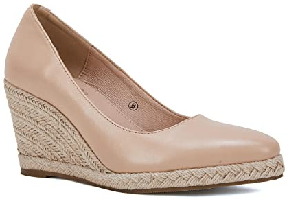 Ruanyu Women's Platform Espadrilles Wedge Sandals Slip On Solid Color Closed Pointed Toe Comfortable Wedge Pumps Shoes