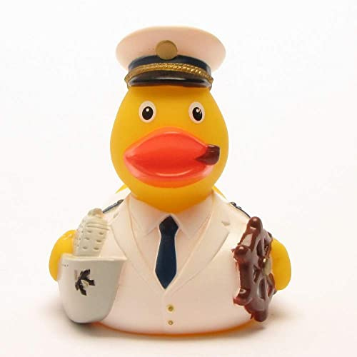 Souvenirs Kapitän Ente ca. 8 cm, Knut Gummiente Kreuzfahrt, Quietscheente Mitbringsel, Berufsente zum sammeln oder Spielen