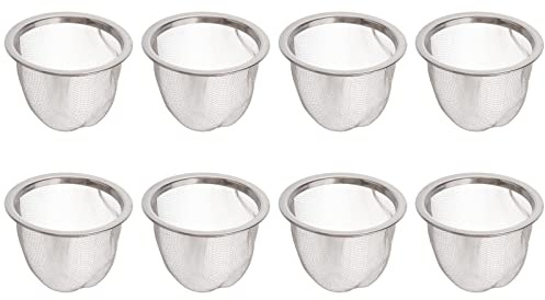 Operitacx Edelstahl-Teefilter: 8 Stück Metall-, Ersatz-Siebeinsatz für Kaffee, Tee, Kaffee, Brauer, 6,5 x 5 cm
