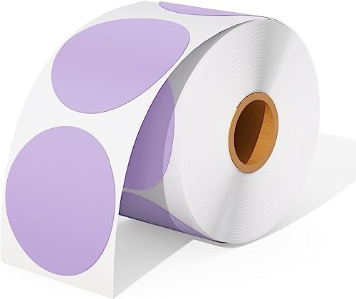 MUNBYN 50 x 50 mm violette Kreis-Thermo-Aufkleber-Etiketten, selbstklebende runde Thermodirekt-Etiketten, Mehrzweck-Rollen-Aufkleber für DIY-Logo-Design, QR-Code, Namensschild, Inventar, 750 Blatt/1