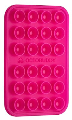 OCTOBUDDY Classic - Silicone Suction Phone Case Adhesive Mount - Hands-Free, Strong Grip Holder for Selfies & Videos - iPhone & Android Compatible - 2.25″ x 3.25″, Hot Pink