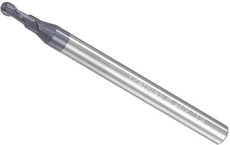 CoCud Ball Nose End Mill, 1.25mm Radius 4mm Shank 50mm Length, AlTiN Coated P05 Carbide 2 Flutes Milling Cutter CNC Router Bit - (Applications: for Stainless Steel Hardened Steel)
