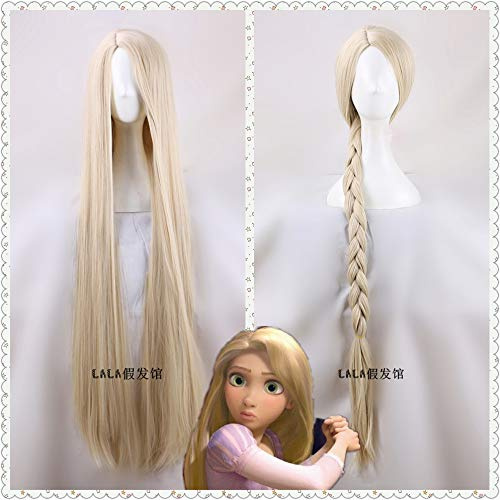 120cm/47 Women Princess Rapunzel wig Long blonde straight hair wig Halloween Role Play Tangled hair fancy Costumes