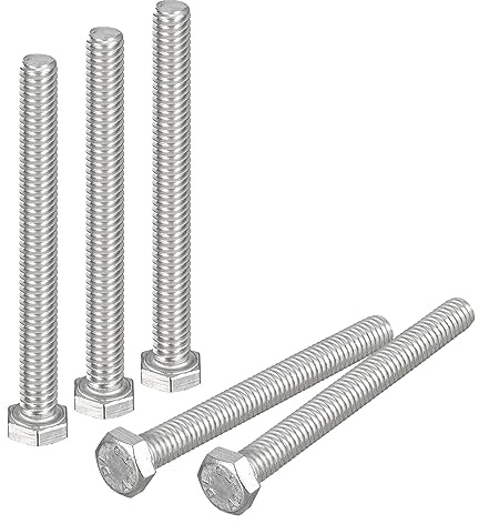 sourcing map 5/16-18x3 Sechskant Kopf Bolzen 6Stk 304 Edelstahl Sechskant Bolzen Vollgewinde Maschine Schraube