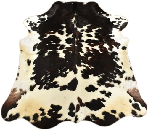 KUHFELL RINDERFELL BRAUN WEIß 200 x 200 cm Tricolor KUHFELL Teppich