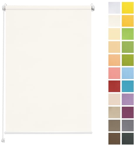Rettika Sichtschutz Rollo ohne Bohren - Perle, Breite: 75cm, Höhe 120 - Rollos für Fenster ohne Bohren, Fenster rollos für innen, Jalousien zum Klemmen, Klemmrollo