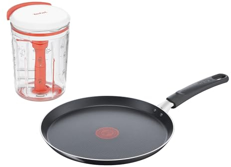 Lot de Tefal Day By Day On Poêle à crêpe 25 cm, Revêtement antiadhésif résistant, Compatible tous feux sauf induction B56410AZ + Tefal Crêpes Express, 900 ml, Gaufres Crêpes Pancakes, K1844404