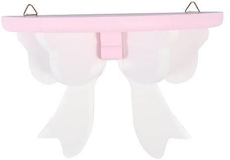 Amosfun Small Bowknot Wall Shelf Wooden Organizer Charming Bedroom Decor Shelf Rack Cute Wall Storage for Display