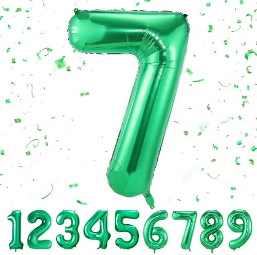 Nummer 7 ballonger 7, grön 7 ballong 102 cm gigantisk heliumfolie nummer ballonger för pojkar flickor festdekor födelsedag årsdag examen fest dekorationer tillbehör