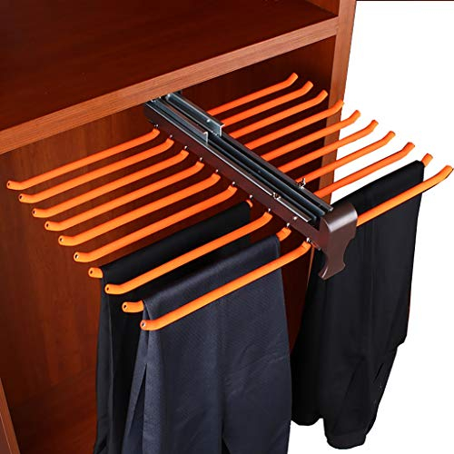 SIBEG Ausziehbarer Kleiderschrank-Hosenständer, Hosenständer mit Dämpfer, Schalhalterschiene für Schränke mit Einer Tiefe von 48 cm, Organisationsständer – 20 Paar