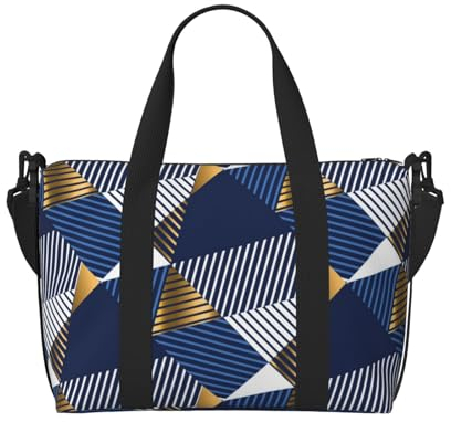 YUNWEIKEJI Gold und Blau Luxus nahtlos, Große Strandtasche, Umhängetasche, Reisetasche - Tragetasche, Handtasche mit Griffen und Riemen