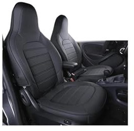 OUSDUO Sitzbezügesets Auto Sitzbezug Komplette Sets Vordersitz Atmungsaktive Kissen Zubehör Innen Für Smart Für Fortwo 451 452 453(Black-B)