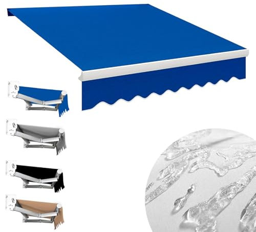 Einziehbare Markise 3/4 X 2,5 M, Balkonmarkise mit Volant Markisevolant, Gartenmarkise mit UV- & Wasserschutz, Gelenkarmmarkise for Balkon & Terrasse, Schwarz/Grau/Blau/Braun (ohne Rahmen)(Blue,(13x8.