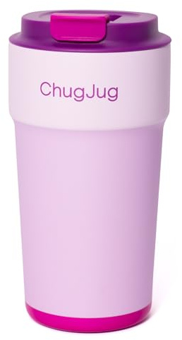 ChugJug Travel Mug with Ceramic Coating 470 mL, Insulated Coffee Cup with Leakproof Lid, Reusable Cute Travel Mugs for Hot Drinks & Cold, Double Walled Thermal Stainless Steel Thermo Mug (Purple)