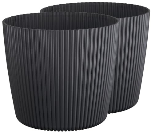 Tymar Blumentopf,Übertopf, 2er-Pack, Runde Form ((2pack) Schwarz matt, ø 17 cm)