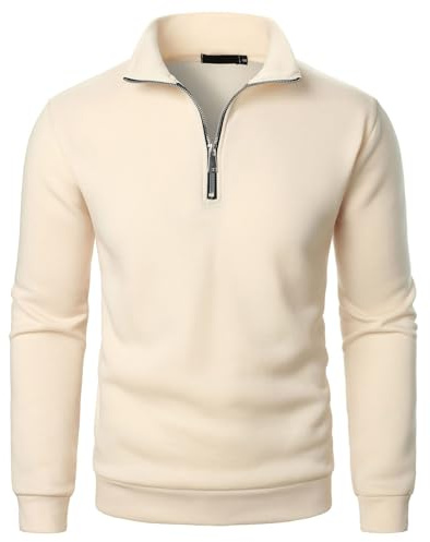 Freizeit Trend Ohne Kapuze Oberteile für Männer Herren Unifarbenes Basic Stehkragen Warme Sweatshirt mit Half Zip Herbst Winter Herren Urban Temperament Slim Fit Reißverschluss Pullover