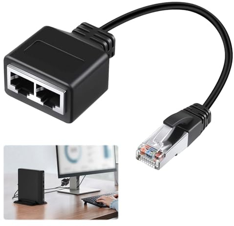 Câble répartiteur Ethernet RJ45 1 vers 2 – Compatible avec Cat5, Cat5e, Cat6, Cat7 pour la maison et le bureau (Noir)