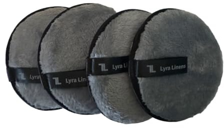 Lyra Linens - Reusable Makeup Remover Pads, 4 Pack – Ultra-Soft Washable Microfiber Pads, Eco-Friendly Double-Sided Cleansing Pad for Face & Eyes, 8 Colours – All Skin Types (Grey)