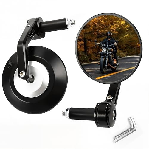 Letgoing Rétroviseur d'extrémité de guidon pour guidon de moto de 17 à 20 mm approuvé E24 réglable à 360° rétroviseur latéral rond pour quad scooter cyclomoteur CBF125 600 YZF R125 Ninja Z400 Z650
