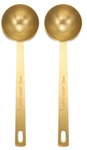 sourcing map 2pcs Single Measuring Spoon 2tbsp (6tsp, 30ml) Teaspoon/Tablespoon 304 Stainless Steel Single Tiny Square Bowl Measuring Spoon Long Handle Measure Scoop, Gold