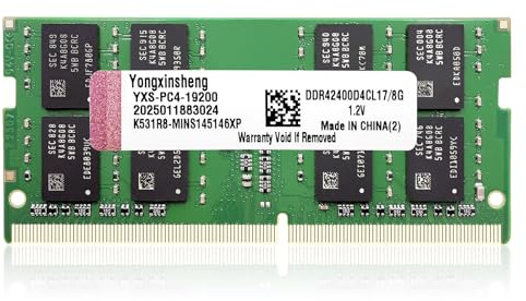 Yongxinsheng DDR4 2400MHz 8GB Laptop RAM PC4-19200 SODIMM Non-ECC Unbuffered 1.2V 2Rx8 Dual Rank 260-Pin CL17 PC-datorminneuppgradering Modul Arbetsminne