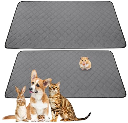 PORFOYO PIPI-pads för marsvin, 2 st tvättbara husdjursurinunderlägg, 120 * 60 cm snabbt absorberande hundmatta, super sugande underlägg, smådjursmattor för kaniner, hamsters, valpar