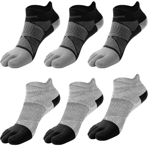 6 Pares Calcetines Dedos Mujer, Calcetines Cinco Dedo de Deporte, Calcetine de Algodón con Dedos Transpirables, Running Calcetine de Deportes de Algodón (FR/ES, Números, 25, Regular, Regular, B)