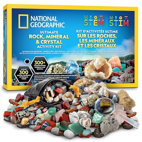 National Geographic Colección de Piedras para niños – 300 Piedras Preciosas, minerales y Cristales, Juego de geología