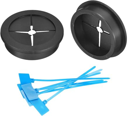 sourcing map 2Pcs Cable Cord Grommet, 1-3/4(45mm) Rubber Desk Grommets Wire Pass Through Hole Cover with Marked Cable Ties for Home Office Cable Wire Protection, Black