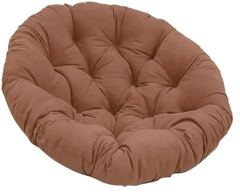 Coffee Rattan & Steel Bowl Chair Weatherproof Outdoor Armchair with Cushion Rotating Garden Furniture 40x40cm Perfect for Patio & Backyard Relaxation