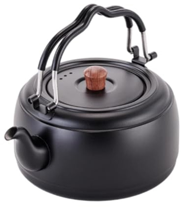 Caldera de agua con tapa para cocina y exterior, color negro