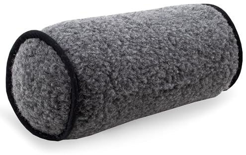 PinkZebra Funda para cojín cervical de lana de merino, aprox. 15 x 40 cm, cálida funda para rollo cervical con cremallera, funda para rollo cervical de lana, funda para rodillos, color gris