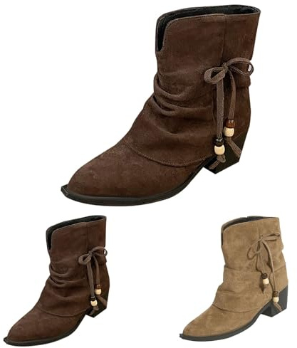 Slip-on stövlar dam vinter – Chelseaboots dam spetsiga slouchy stövlar vikbara Over shark-stövlar halvhöga slip-stövlar vikbara ridstövlar halkfria halvstövlar höga stövlar, kaffe, 41 EU