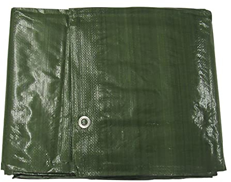 Heavy Duty Tarpaulin Ground Sheet Green (Waterproof Cover Tarp Eyelets) (9M X 14M)