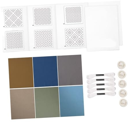 drburpily Sashiko Schablonsats DIY Geometriska Underlägg För Snygg Bordmall Ritlinje Sashiko Kit För Nybörjare Tallriksschablon Geometriskt Mönster, Set B