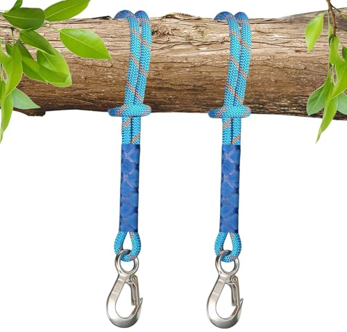 2er Set Schaukel Befestigung Seil 60 cm, Hängematte & Hängesessel Aufhängung mit Karabiner, Extra Stark & Belastbar, Baumschlinge für Indoor Outdoor, Garten, Yoga