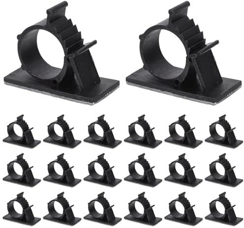 HEANUJJ 50pcs Large Black Nylon Pipe Clamps Self-Adhesive Water Hose Clips Cable Management Support Clips for Plumbing Wire and Tube Fixing