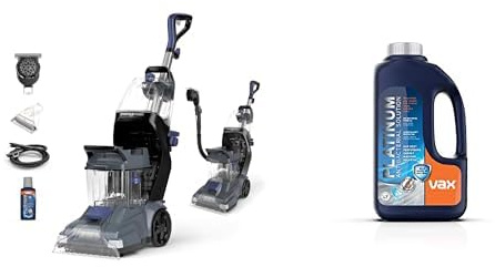 Vax SpinScrub Power Plus Carpet Cleaning Machine Bundle with Platinum Antibacterial Solution 1.5L – Deep Clean Carpets & Upholstery, Removes Pet Stains & Odours, Quick Drying, SpinScrub Technology