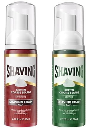 2PCS Men's Sandalwood Shaving Foam, Rich Lather Shaving Cream for Sensitive Skin,Moisturizing Clean Shave Cream, Softens Coarse Beards, Soothes Irritation & Reduces Redness