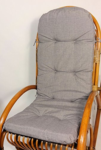 Rattani - Polster für Schaukelstuhl, Ersatzpolster Rattan Schaukelstuhl Gr. 125 x 50 x 7 cm, Fb. Uni Living dunkel grau - Made in EU