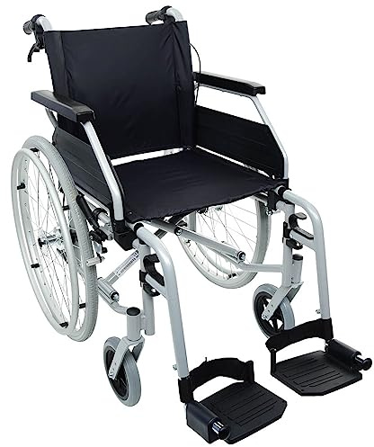 Rollstuhl PRIMUS MS 2.0 - faltbar mit Trommelbremse - 52 cm Sitzbreite | Transportrollstuhl mit klappbaren Fußstützen & Armlehnen- Reise-Rollstuhl mit Steckachsensystem - Transitrollstuhl