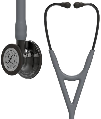 Littmann Cardiology IV Stethoskop, 6238, Schlauch Grau | Hochglanzpoliertes rauchfarbenes Bruststück, rauchfarbener Anschluss und rauchfarbener Ohrbügel. Für Ärzte und Studenten