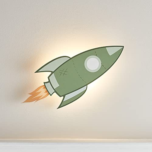 Lights4fun LED Wandleuchte Rakete Fernbedienung Timer batteriebetrieben Innenbereich Kinderzimmerdeko