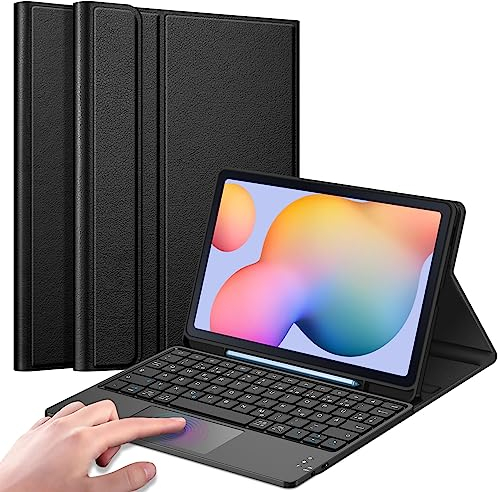 FINTIE Tastatur Hülle für Samsung Galaxy Tab S6 Lite 10,4 Zoll 2024/2022/2020 Tablet mit Magnetisch Abnehmbarer Deutscher Tastatur und Touchpad Keyboard, Schwarz