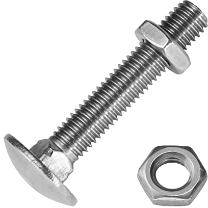 Techtanium® Schlossschrauben M6 x 20/20 mm mit Flachmuttern M6 aus Edelstahl A2 (20 Stück) | Flachrundkopfschrauben | Sechskantmuttern niedrige Form | DIN 603 & DIN 439