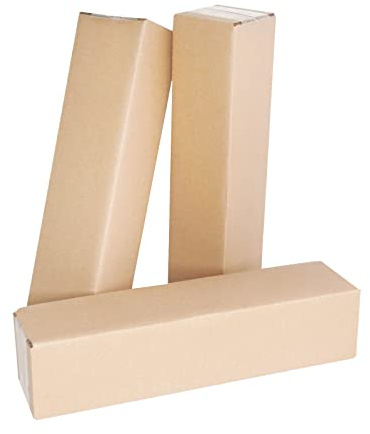 PACK4YA 310 × 65 × 65 mm långa korrugerade kartonglådor Royal Mail små paket postlådor för att publicera brun postlåda för småföretag, förvaring eller gåva (10 delar)